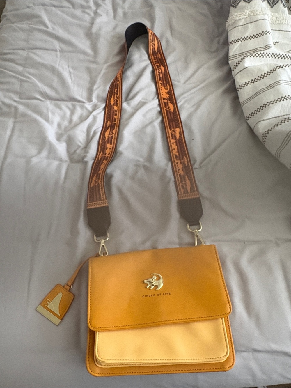 Loungefly Yellow Two-Tone Crossbody with Patterned Strap